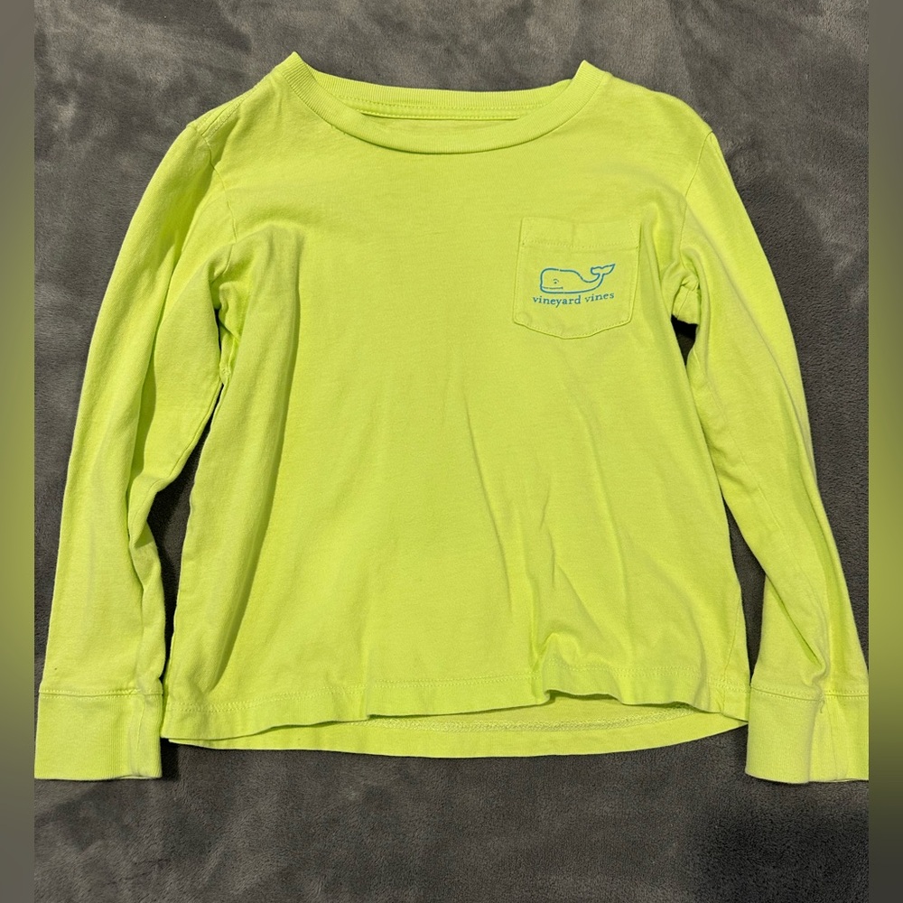 Vineyard Vines Kids Bright Green Long Sleeve Tee
